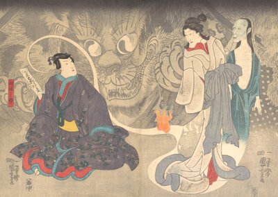 Jelenet egy szellemtörténetből: Az Okazaki macskadémon, kb. 1850. alkotó: Utagawa Kuniyoshi