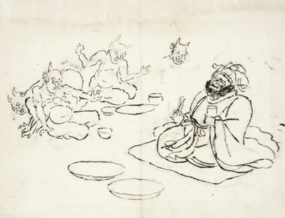 A pokol királyát szórakoztató démonok vázlata alkotó: Utagawa Kuniyoshi