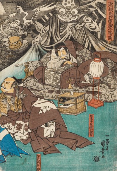 A földi pók démonokat varázsol Minamoto Raiko kastélyában, 1843 alkotó: Utagawa Kuniyoshi