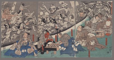 A földpók szörnyeket nemz Minamoto Yorimitsu úr kastélyában alkotó: Utagawa Kuniyoshi