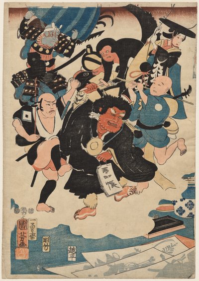 Ukiyo Matahei és híres festményei furcsa előfordulása alkotó: Utagawa Kuniyoshi