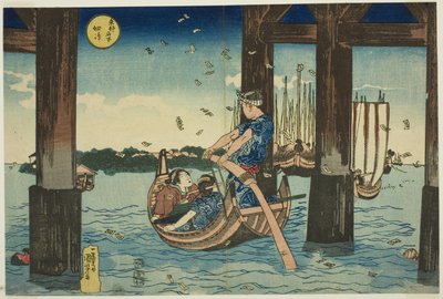 Tsukuda-sziget (Tsukudajima), a "Híres helyek a keleti fővárosban (Toto meisho)" sorozatból alkotó: Utagawa Kuniyoshi