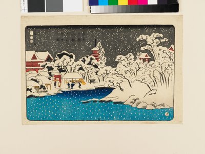 Kilátás a hóra a Benten HIll, Kinryūzan templomnál alkotó: Utagawa Kuniyoshi