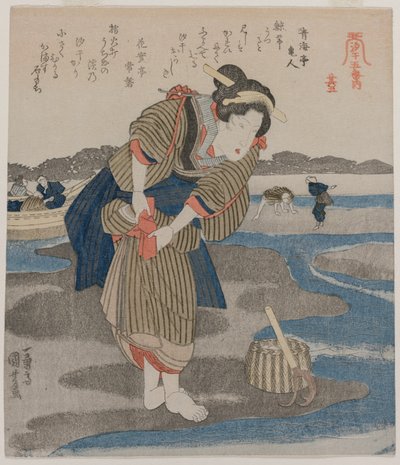 Szoknyát rögzítő nő; a Five Pictures of Tide sorozatból alkotó: Utagawa Kuniyoshi