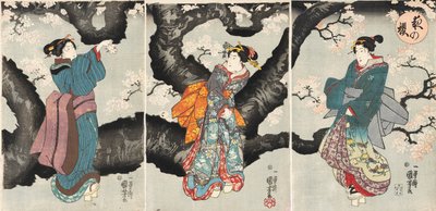 Yoru no sakura [Cseresznyevirágzás éjjel], 1846 körül (fanyomat) alkotó: Utagawa Kuniyoshi