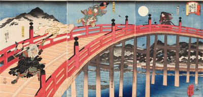 Yoshitsune Ichidaiki Joe No Bridge figurája, Ka 1839. alkotó: Utagawa Kuniyoshi