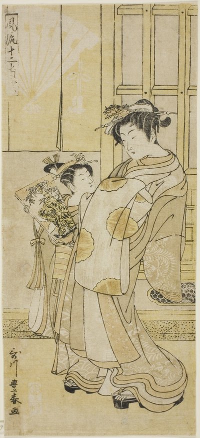 Kurtizán és kísérő alkotó: Utagawa Toyoharu