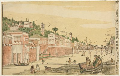 Horgászat (Senadori no zu), a "Dutch Perspective Pictures (Oranda uki-e)" sorozatból alkotó: Utagawa Toyoharu