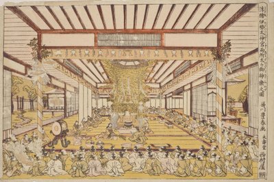 Ünnepélyes szertartás a nagyteremben / Uki-e Ise Daijingu Ryosho Daidai Mi-kagura no zu alkotó: Utagawa Toyoharu