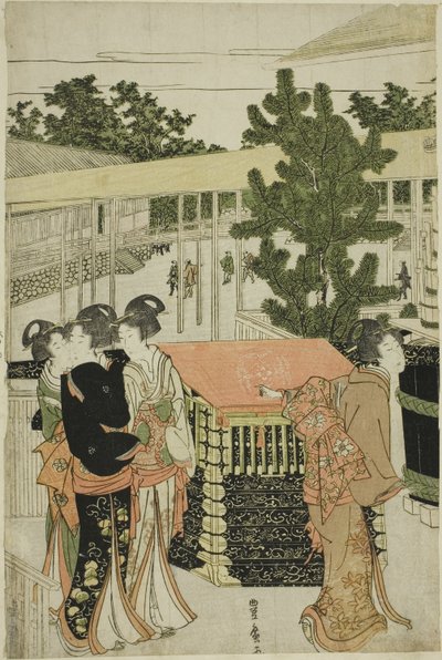Újévi zarándoklat a Horinouchi Myohoji templomba (Horinouchi Myohoji eho mairi no zu) alkotó: Utagawa Toyohiro