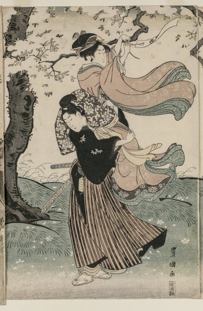 Cseresznyevirágok a szélben alkotó: Utagawa Toyokuni