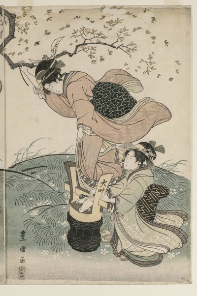 Cseresznyevirágok a szélben alkotó: Utagawa Toyokuni