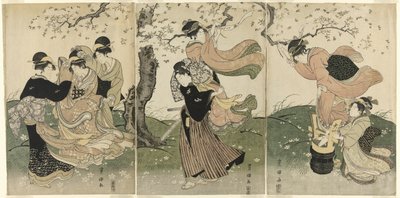 Szeles nap a cseresznyefák alatt alkotó: Utagawa Toyokuni I
