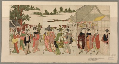 Újévi zarándoklat a Horinouchi Myohoji templomba (Horinouchi Myohoji eho mairi no zu) alkotó: Utagawa Toyokuni I