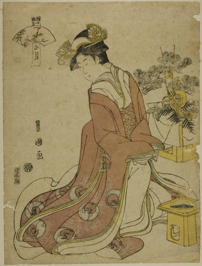 Az első hónap (Sho gatsu), a "Divatos tizenkét hónap (Furyu junikagetsu)" sorozatból alkotó: Utagawa Toyokuni I