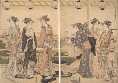 The Four Seasons in Southern Edo: Nyári jelenet Minami shiki, Natsu [no] kei, 1780-as évek vége. alkotó: Utagawa Toyokuni I