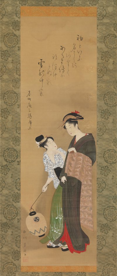 Nő és kísérő, kb. 1795. alkotó: Utagawa Toyokuni I