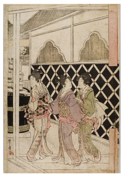 Újévi zarándoklat Myohojiba Horinouchiban, Edo államban, 1804-1810 körül (fadarab papíron) alkotó: Utagawa and Toyokuni Utagawa Toyohiro