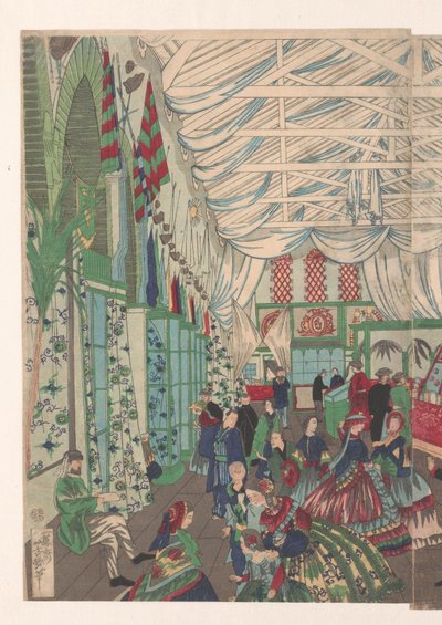 Egy virágzó angol kereskedőház Yokohamában alkotó: Utagawa Yoshiiku