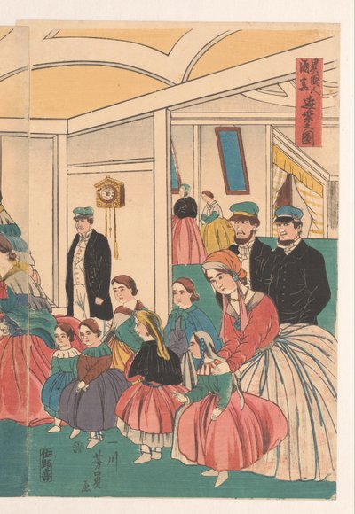 A külföldiek egy banketten szórakoznak alkotó: Utagawa Yoshikazu