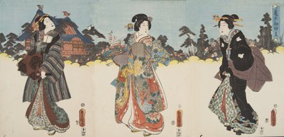 Jelenet a Genji monogatari-ból (Genji meséje), Murasaki Shibuku (sz. 978) c. 1860 (színes fatömbnyomat) alkotó: Utagawa and Toyokuni Kuniyoshi