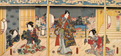 Jelenet a Genji monogatari-ból (Genji meséje), Murasaki Shibuku (sz. 978) c. 1860 (színes fatömbnyomat) alkotó: Utagawa and Toyokuni Kuniyoshi
