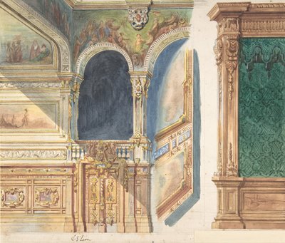 Belső tervezés, esetleg színház, kb. 1860-80. alkotó: V. S. Léon
