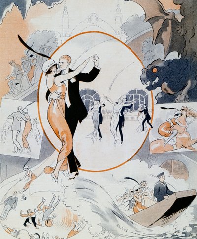 Táncjelenet, a La Vie Parisienne magazinból, Franciaország alkotó: Vald