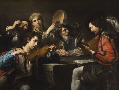 Zenés társaság alkotó: Valentin de Boulogne
