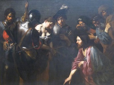 Krisztus és a házasságtörő nő alkotó: Valentin de Boulogne