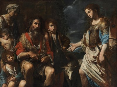 Erminia a pásztorok között alkotó: Valentin de Boulogne