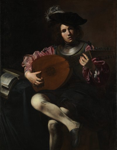 Lantjátékos, 1625-26 körül (olaj, vászon) alkotó: Valentin de Boulogne