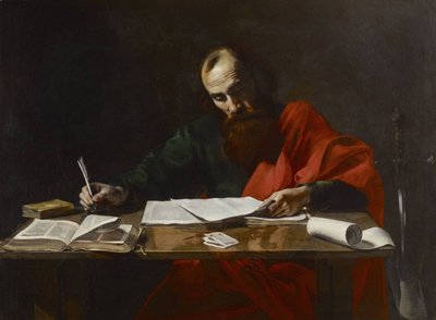 Szent Pál írja leveleit alkotó: Valentin de Boulogne
