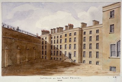 A Fleet börtön belső udvara, City of London, 1805 alkotó: Valentine Davis