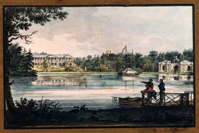 Valerian Platonovich Langer (1799-1870) ""Cameron Galéria a Katalin-palotában", Valerian Platonovich Langer (1799-1870), litográfia, akvarell, kb. 1820, Carskoje Selo Állami Szabadtéri Múzeum, Szentpétervár alkotó: Valerian Platonovich Langer