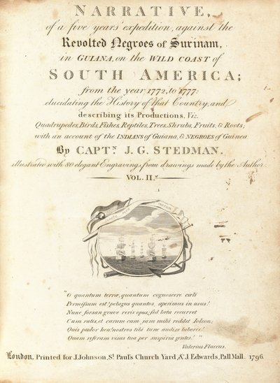 Elbeszélés egy ötéves expedícióról, a fellázadt surinami négerek ellen, Guyanában, Dél-Amerika vad partján (II. kötet) alkotó: Various Artists, including William Blake, after John Gabriel Stedman