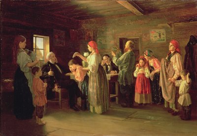 Gyermekotthon ellenőrzése, 1866 alkotó: Vasili Efimovich Kallistov