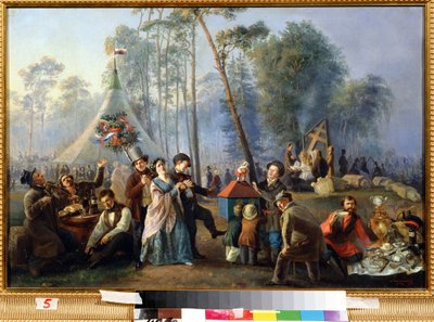 Distraction publique a Maryina Roshcha a Moscou (Nyilvános mulatságkészítés a Maryina Roshcha-ban Moszkvában). Peinture de Vaszilij Jegorovics Astrahov (?-apres 1867). Huile sur toile, 49 x 73 cm alkotó: Vasili Egorovich Astrakhov