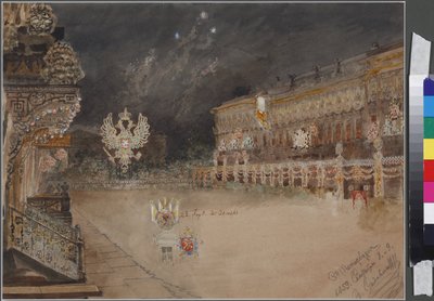 Kivilágítások az orosz cár Nikolaj Alekszandrovics (1843-1865) többségének ünnepe alkalmából, 1859. szeptember 8-án Szentpéterváron - Kivilágítás Nyikolaj Alekszandrovics cári nagykorúvá válása alkalmából szept. alkotó: Vasili Semenovich Sadovnikov