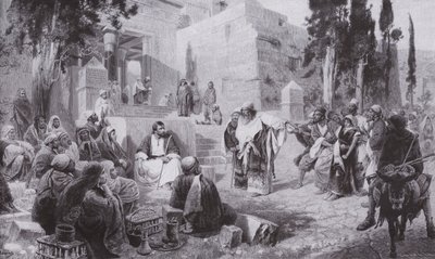 Jézus és a házasságtörésen elfogott asszony (litho) alkotó: Vasilij Dmitrievich Polenov