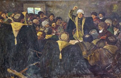 Grigorij Konsztantyinovics Ordzsonikidze (1886-1937) – Szergo Ordzsonikidze az Észak-Kaukázusban par Krotkov, Vaszilij Anfimovics (1880-1939). Olaj, vászon, mérete: 100x150 alkotó: Vasily Anfimovich Krotkov
