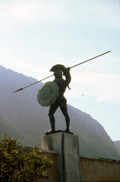 Leonidas bronzszobra a Thermopylae-ban, XX. század alkotó: Vasos Falireas