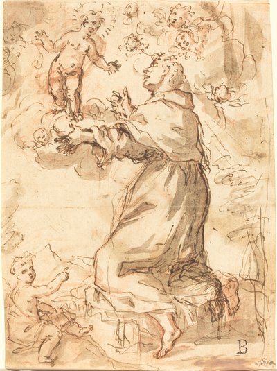 A Krisztus gyermeke megjelenik Szent Ferencnek alkotó: Venetian 17th Century