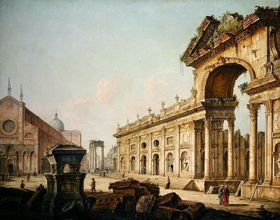Imaginery View with Triumphal Arch (olaj, vászon) alkotó: Venetian School