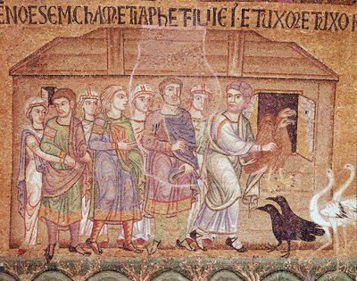 Noé élete, Noé vezeti családját a bárkában (mozaikrészlet alkotó: Veneto-Byzantine School