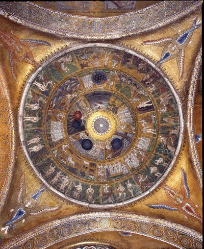 Kilátás a kupolára mozaikokkal, arany alapon alkotó: Veneto-Byzantine School