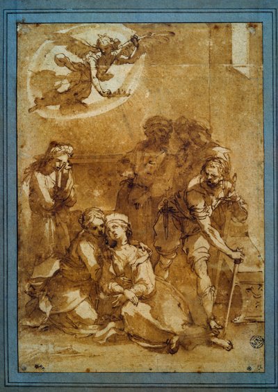 Szent Cecile halála Barna tintával készülő rajz Santa Cecilia (Pisa) számára, Ventura di Arcangelo Salimbeni dit Bevilacqua (1568-1613) V. 0,25 X 0,17 m. Párizs, Louvre Múzeum alkotó: Ventura di Arcangelo Salimbeni
