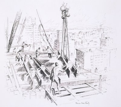 Mozgó gerendák az Empire State Building 25. emeletén, kiadta William Edwin Rudge alkotó: Vernon Howe Bailey
