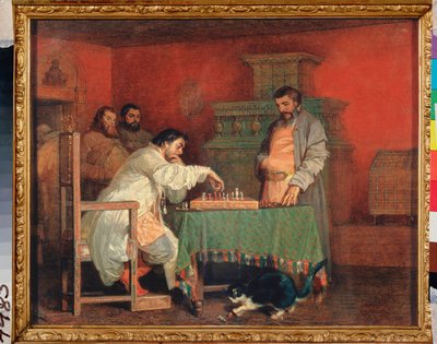 Jelenet egy orosz cár életéből (sakkjáték) - Jelenet az orosz cár életéből (sakkjáték) - Vjacseszlav Grigorjevics Schwarz (1838-1869) festménye, olaj, vászon alkotó: Viatcheslav Grigorievitch Schwarz