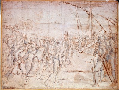A moriszkok deportálása Spanyolországból (a spanyolországi muzulmánok, akik erőszakkal áttértek a katolikus hitre), miután a spanyol Fülöp 1609. szeptember 22-én aláírta a szerződést. Vincencio Carducho (1576-1638) rajza alkotó: Vicente Carducho